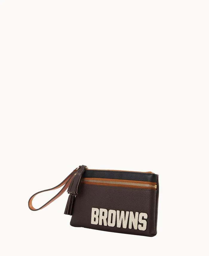 NFL Browns Double Zip Wristlet Browns ManWoman Dooney and Bourke Wallets
