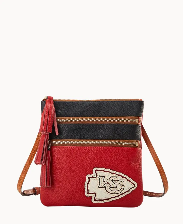 NFL Chiefs Triple Zip Crossbody Chiefs Woman Dooney and Bourke Crossbodies
