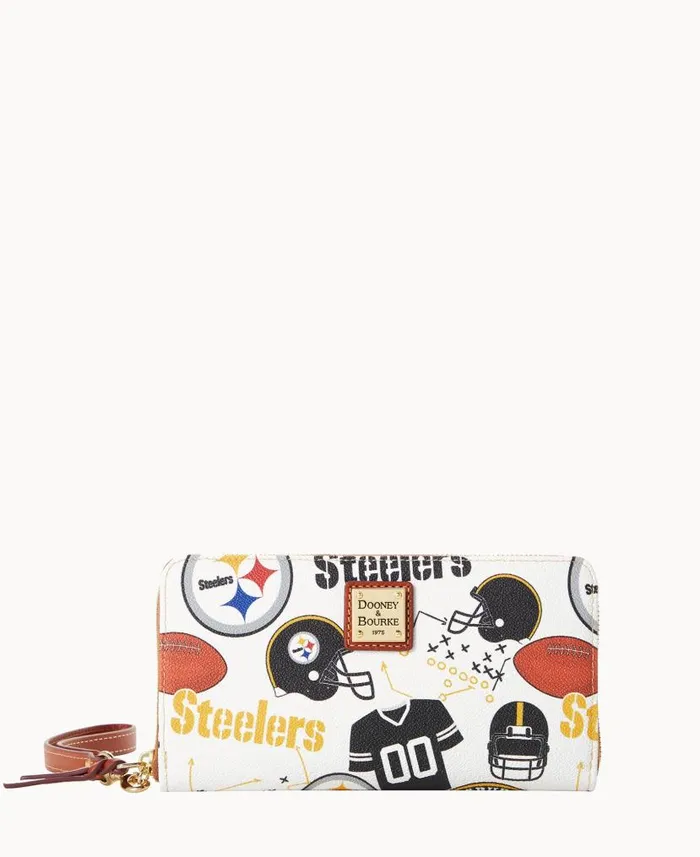 NFL Steelers Large Zip Around Wristlet Steelers ManWoman Dooney and Bourke Wallets