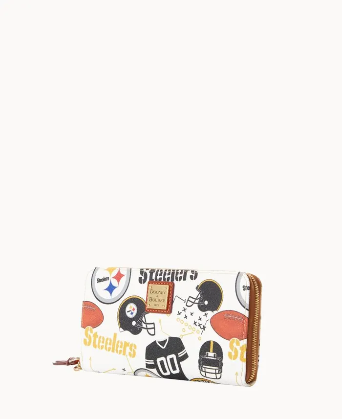 NFL Steelers Large Zip Around Wristlet Steelers ManWoman Dooney and Bourke Wallets NFL Steelers Large Zip Around Wristlet Steelers ManWoman Dooney and Bourke Wallets