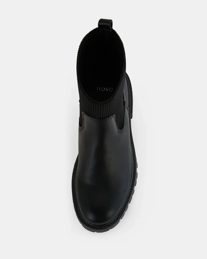NOVO Shoes DIGNANO BLACK Slip On Boots Women Ankle Boots
