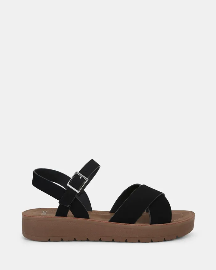 NOVO Shoes Flat Sandals Women TRAPANI BLACK Strappy Sandals
