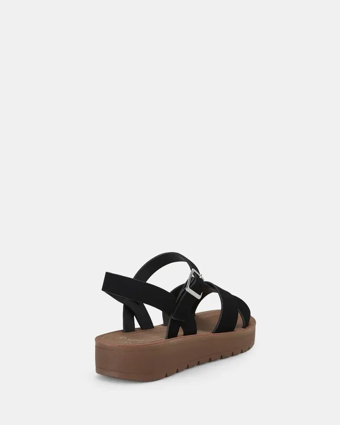 NOVO Shoes Flat Sandals Women TRAPANI BLACK Strappy Sandals