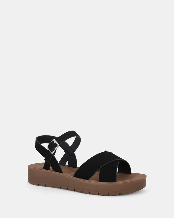 NOVO Shoes Flat Sandals Women TRAPANI BLACK Strappy Sandals