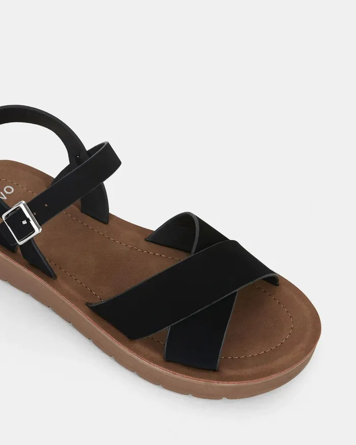 NOVO Shoes Flat Sandals Women TRAPANI BLACK Strappy Sandals