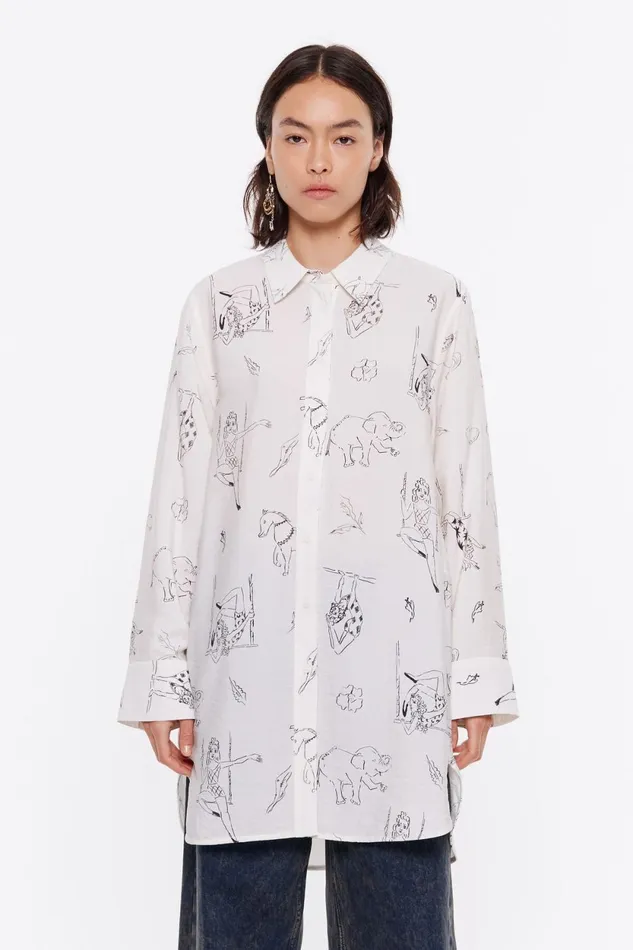 Offwhite Circus Long Straight Shirt Circus Off White Women Bimba Y Lola Shirts