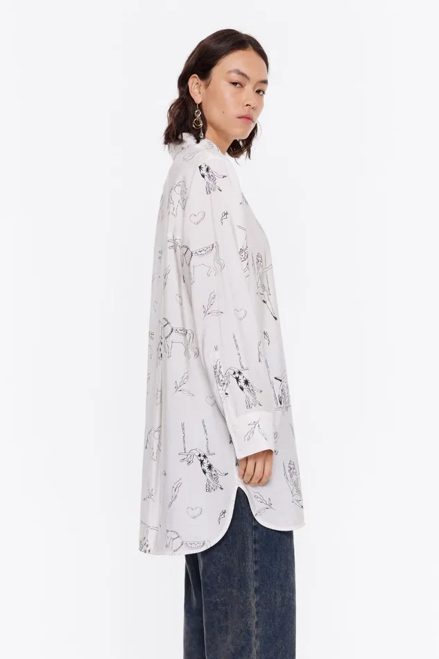 Offwhite Circus Long Straight Shirt Circus Off White Women Bimba Y Lola Shirts Offwhite Circus Long Straight Shirt Circus Off White Women Bimba Y Lola Shirts
