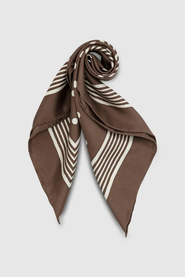Oroton Bandana Silk Scarf Chocolate Women Scarves Oroton Bandana Silk Scarf Chocolate Women Scarves