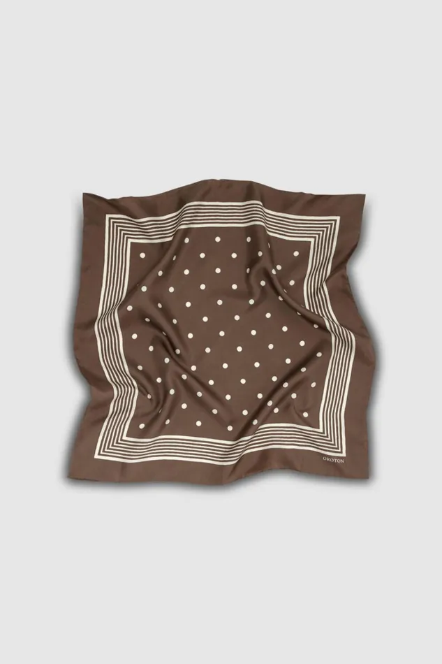 Oroton Bandana Silk Scarf Chocolate Women Scarves Oroton Bandana Silk Scarf Chocolate Women Scarves