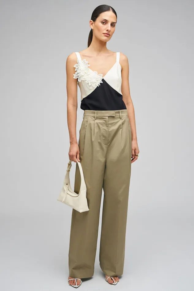 Oroton Cotton Pleat Pant Silt Women Pants