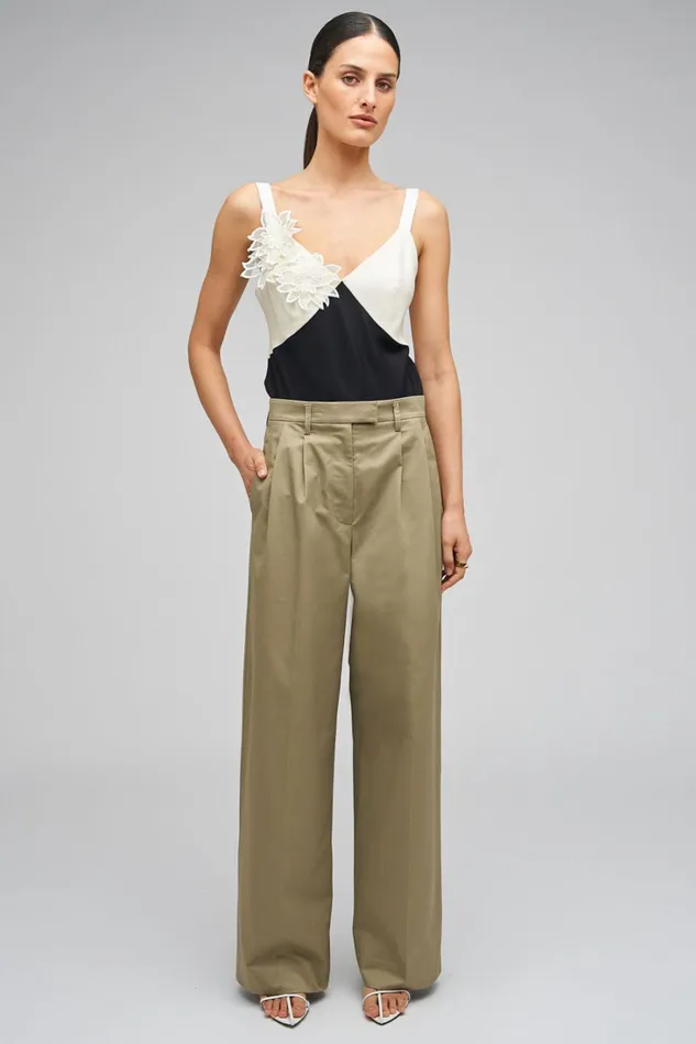 Oroton Cotton Pleat Pant Silt Women Pants Oroton Cotton Pleat Pant Silt Women Pants