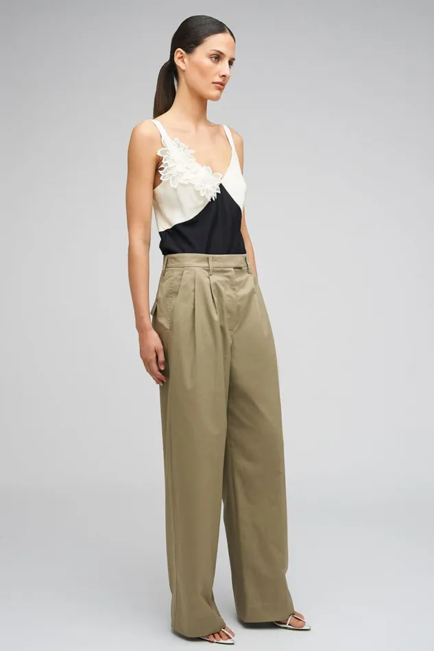 Oroton Cotton Pleat Pant Silt Women Pants Oroton Cotton Pleat Pant Silt Women Pants