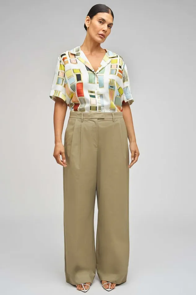 Oroton Cotton Pleat Pant Silt Women Pants Oroton Cotton Pleat Pant Silt Women Pants