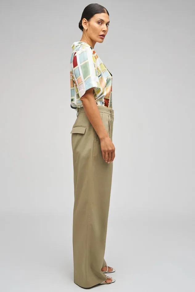 Oroton Cotton Pleat Pant Silt Women Pants Oroton Cotton Pleat Pant Silt Women Pants