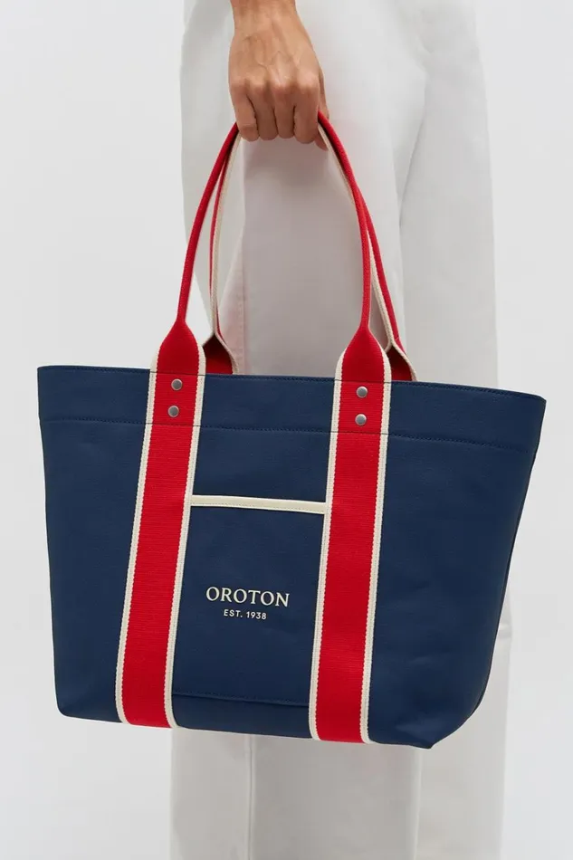 Oroton Crew Tote Prussian Blue Mix Women Totes Oroton Crew Tote Prussian Blue Mix Women Totes
