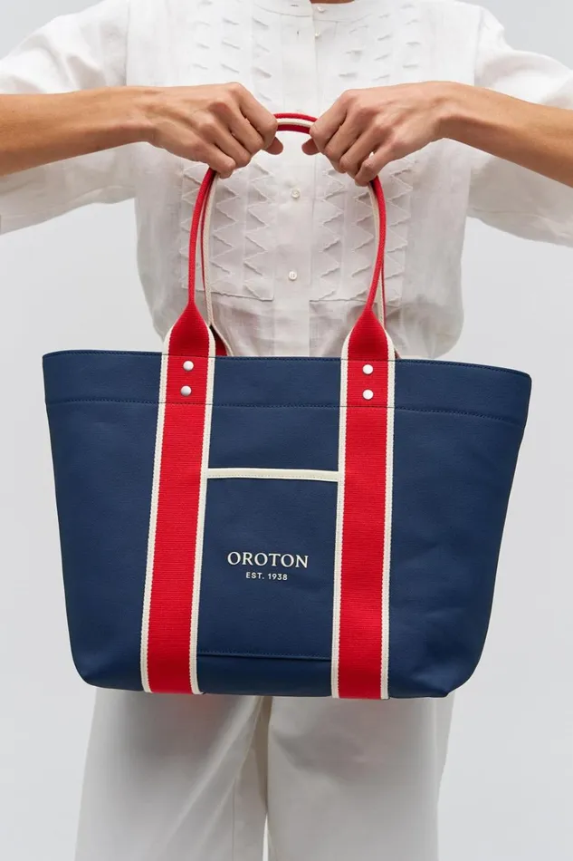 Oroton Crew Tote Prussian Blue Mix Women Totes Oroton Crew Tote Prussian Blue Mix Women Totes