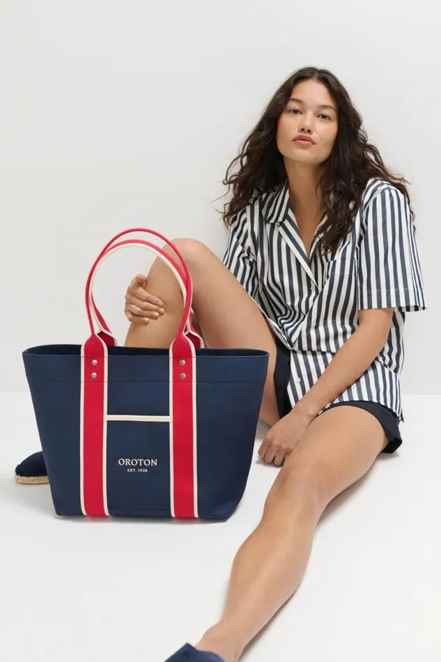 Oroton Crew Tote Prussian Blue Mix Women Totes Oroton Crew Tote Prussian Blue Mix Women Totes