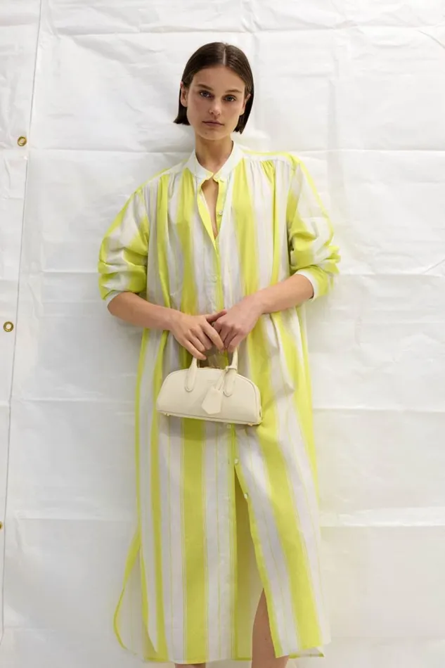 Oroton Deckchair Stripe Shirt Dress Citrine Women Dresses Oroton Deckchair Stripe Shirt Dress Citrine Women Dresses