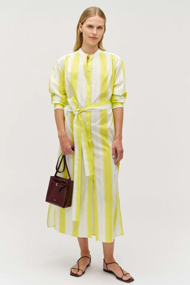 Oroton Deckchair Stripe Shirt Dress Citrine Women Dresses Oroton Deckchair Stripe Shirt Dress Citrine Women Dresses