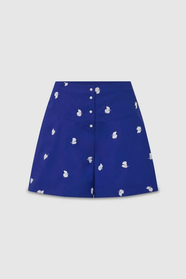 Oroton Embroidered Fruit Skort Azure Blue Women Skirts