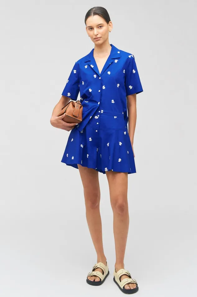 Oroton Embroidered Fruit Skort Azure Blue Women Skirts