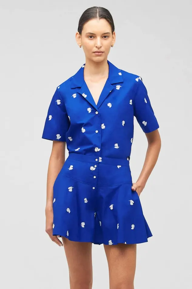 Oroton Embroidered Fruit Skort Azure Blue Women Skirts