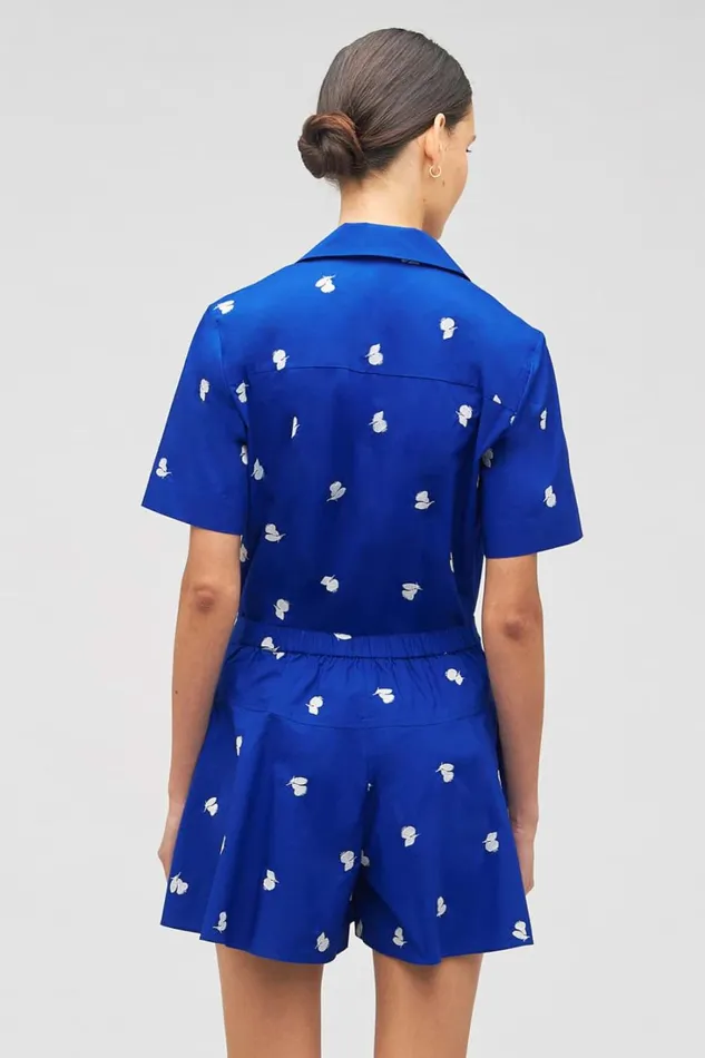 Oroton Embroidered Fruit Skort Azure Blue Women Skirts