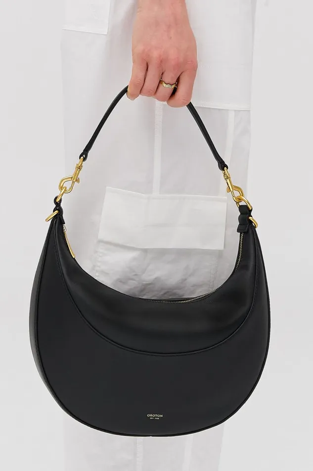 Oroton Florence Medium Hobo Black Women Shoulder Oroton Florence Medium Hobo Black Women Shoulder