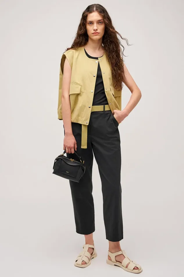 Oroton Lottie Rib Tank Black Women Tops Oroton Lottie Rib Tank Black Women Tops