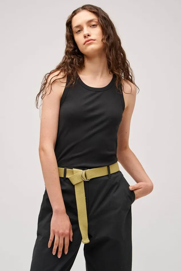 Oroton Lottie Rib Tank Black Women Tops Oroton Lottie Rib Tank Black Women Tops