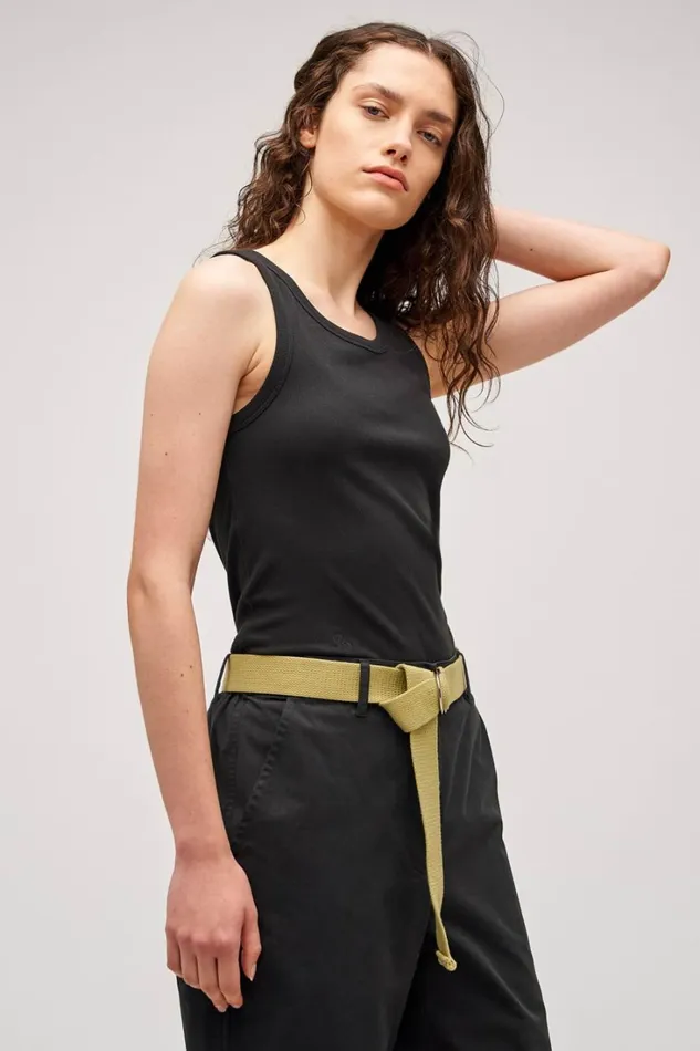 Oroton Lottie Rib Tank Black Women Tops Oroton Lottie Rib Tank Black Women Tops