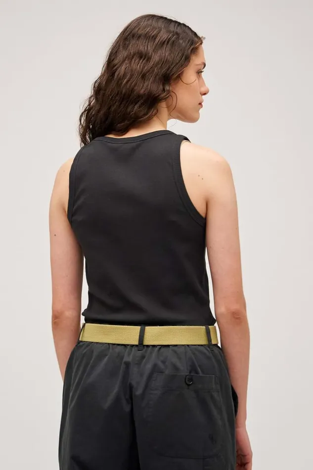 Oroton Lottie Rib Tank Black Women Tops Oroton Lottie Rib Tank Black Women Tops