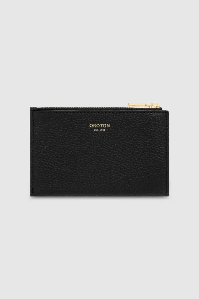 Oroton Margot 4 Credit Card Mini Zip Pouch Black Women Wallets