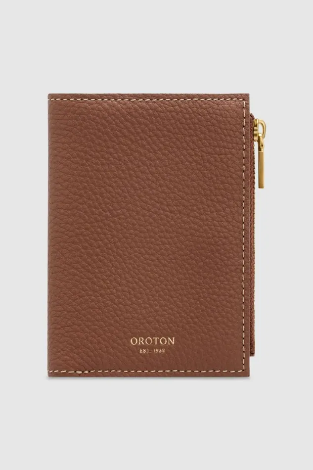Oroton Margot Mini 10 Credit Card Zip Wallet Whiskey Women Wallets