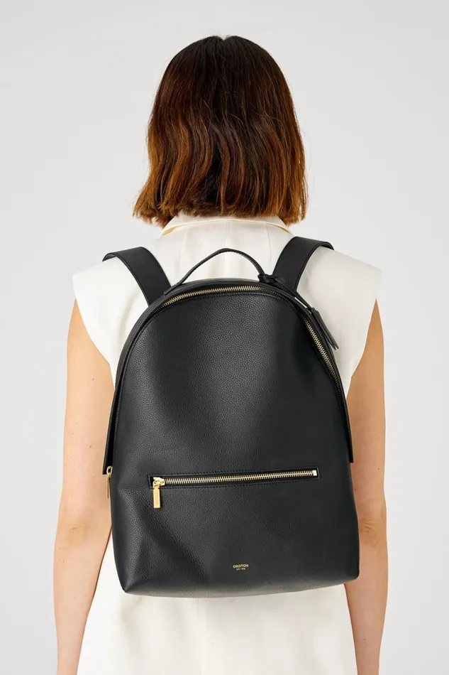 Oroton Margot Zip Backpack Black Women Work Oroton Margot Zip Backpack Black Women Work