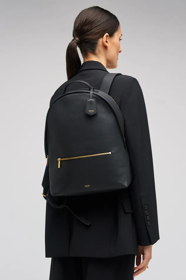 Oroton Margot Zip Backpack Black Women Work Oroton Margot Zip Backpack Black Women Work