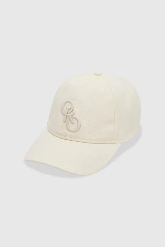 Oroton Oro Logo Cap Antique White Women Hats