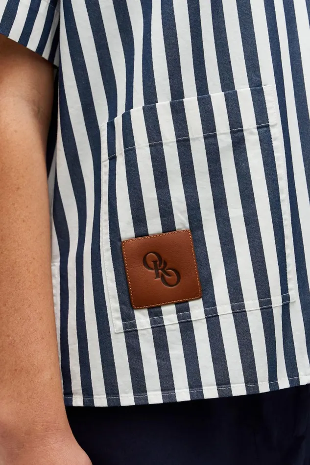 Oroton Stripe Camp Shirt North Sea Women Tops