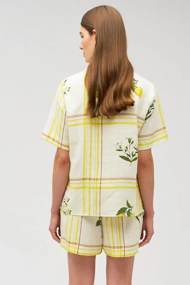 Oroton Summer Picnic Camp Shirt Vibrant Yellow Women Tops