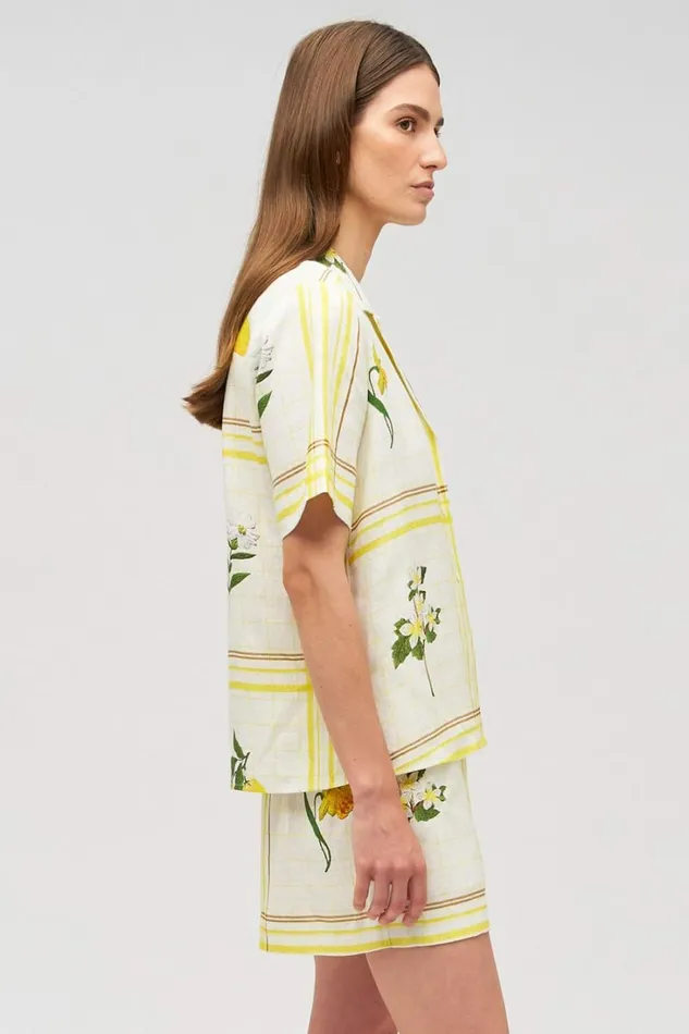 Oroton Summer Picnic Camp Shirt Vibrant Yellow Women Tops Oroton Summer Picnic Camp Shirt Vibrant Yellow Women Tops