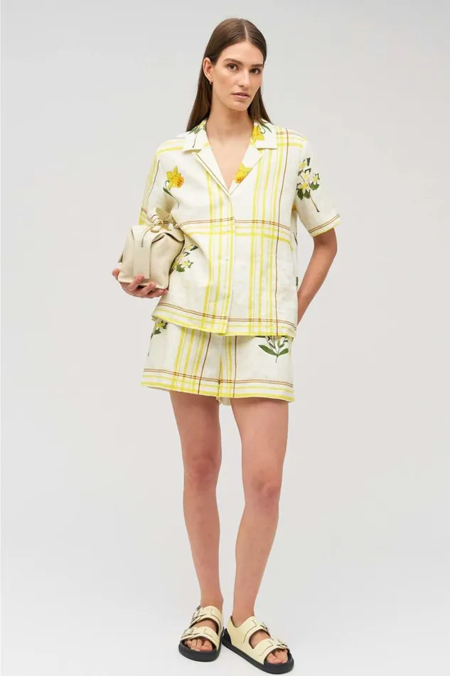 Oroton Summer Picnic Camp Shirt Vibrant Yellow Women Tops Oroton Summer Picnic Camp Shirt Vibrant Yellow Women Tops