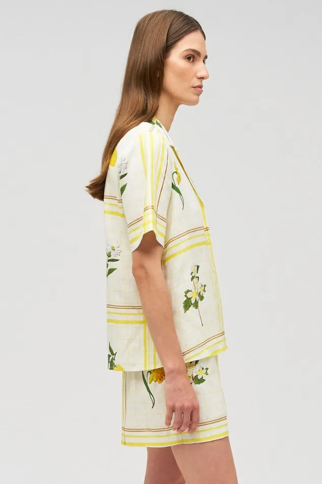 Oroton Summer Picnic Camp Shirt Vibrant Yellow Women Tops Oroton Summer Picnic Camp Shirt Vibrant Yellow Women Tops