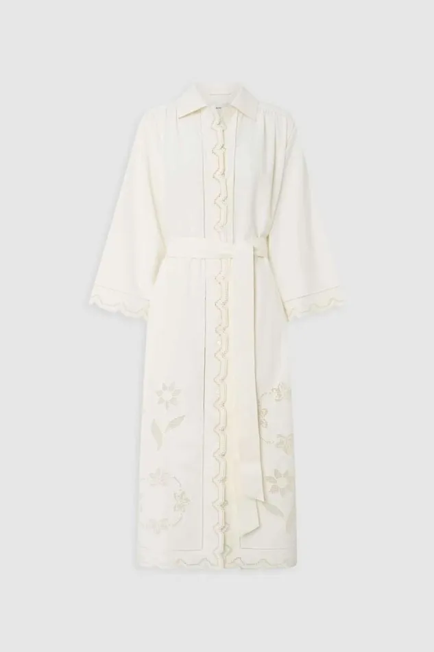Oroton Table Cloth Lace Column Dress Soft Cream Women Dresses