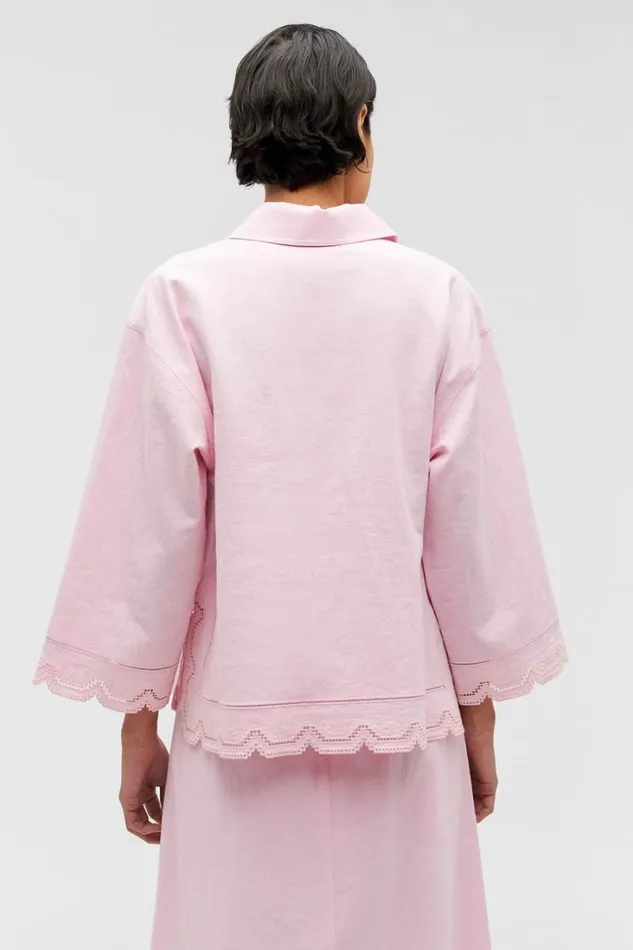 Oroton Table Cloth Lace Top Ballet Pink Women Tops