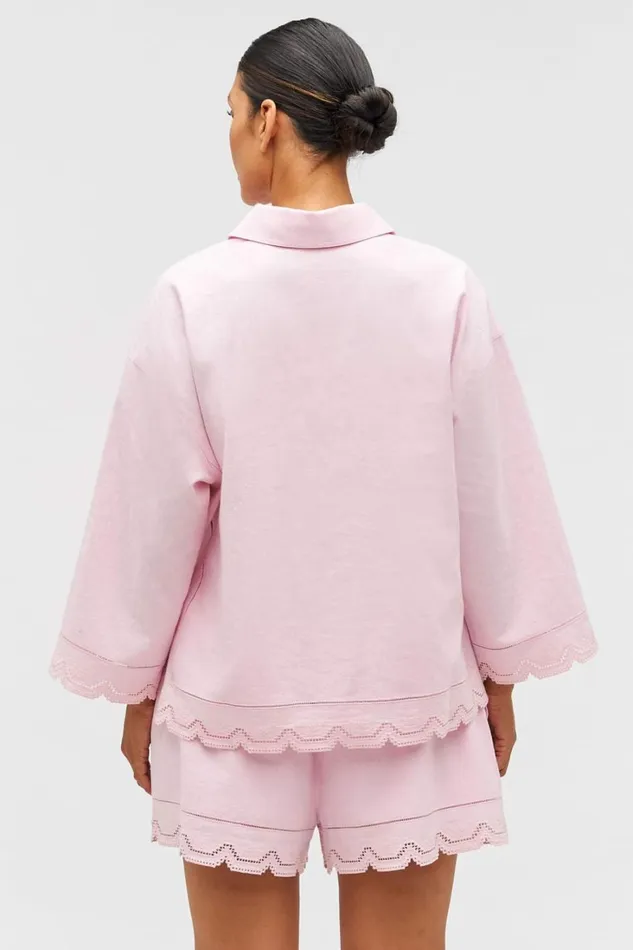Oroton Table Cloth Lace Top Ballet Pink Women Tops