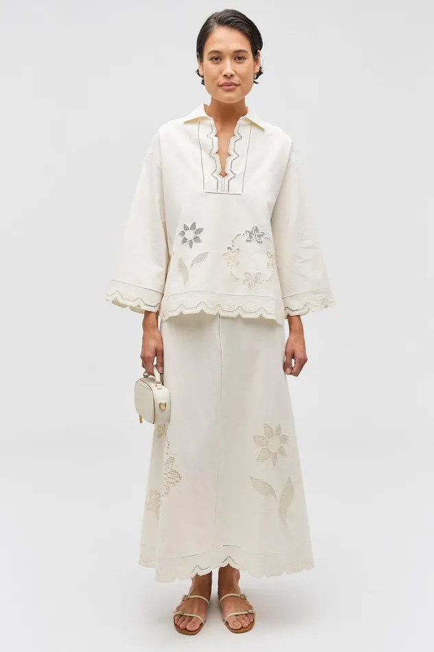 Oroton Table Cloth Lace Top Soft Cream Women Tops Oroton Table Cloth Lace Top Soft Cream Women Tops