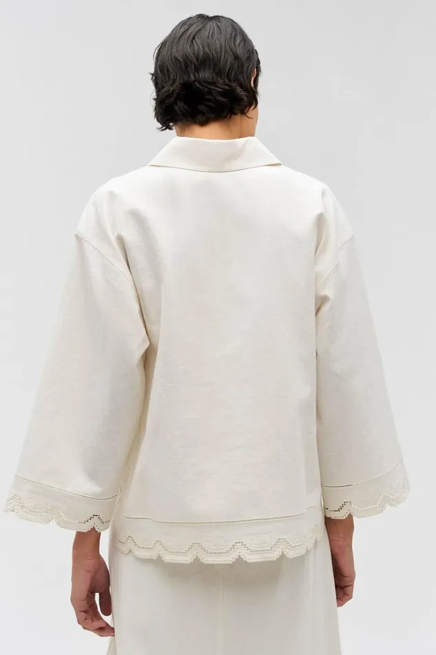 Oroton Table Cloth Lace Top Soft Cream Women Tops Oroton Table Cloth Lace Top Soft Cream Women Tops