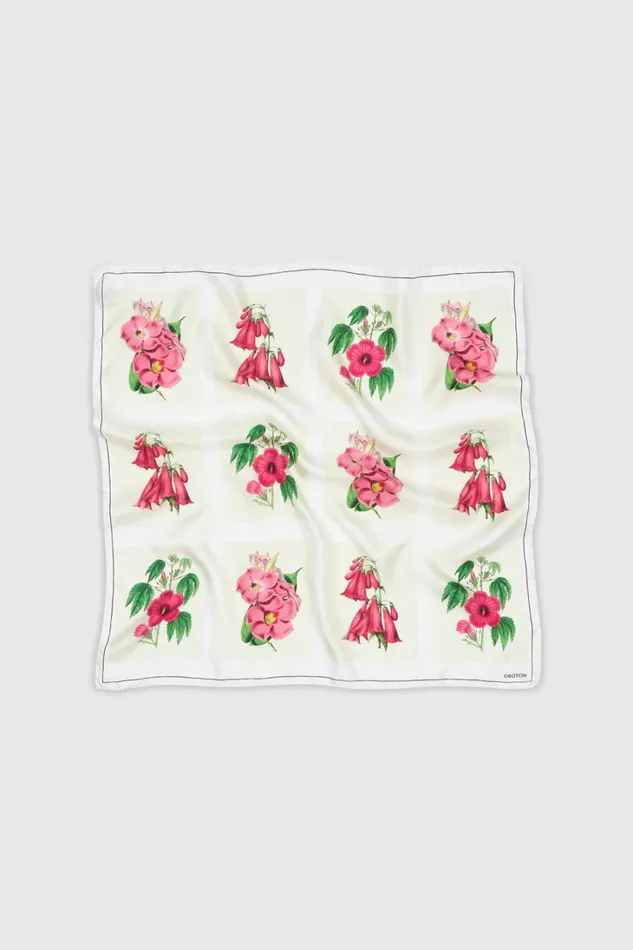 Oroton Verandah Floral Silk Scarf Buttermilk Women Scarves