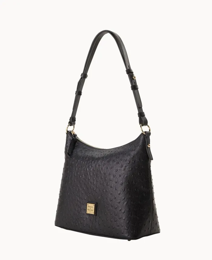 Ostrich Hobo Black Woman Dooney and Bourke Shoulder Bags Ostrich Hobo Black Woman Dooney and Bourke Shoulder Bags