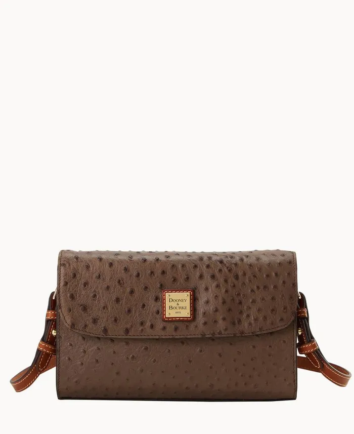 Ostrich Lacey Clutch Mushroom WomanMan Dooney and Bourke Shoulder Bags